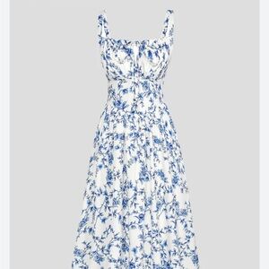 Chic Blue Floral Midi Dress